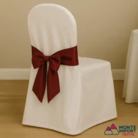 Funda de silla blanca o en color con lazo para restaurantes, hoteles y salones de eventos – confección a medida