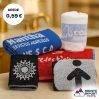 Toallas pesonalizadas en bicolor con logo en cualquier medida (bajo mínimos de compra)