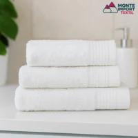 Toalla rizo americano 600 g/m² blanco para hotel Toallas blancas de 650 gramos 100% algodón con rizo americano – Alta gama para hoteles y hogar – Monte Import Textil